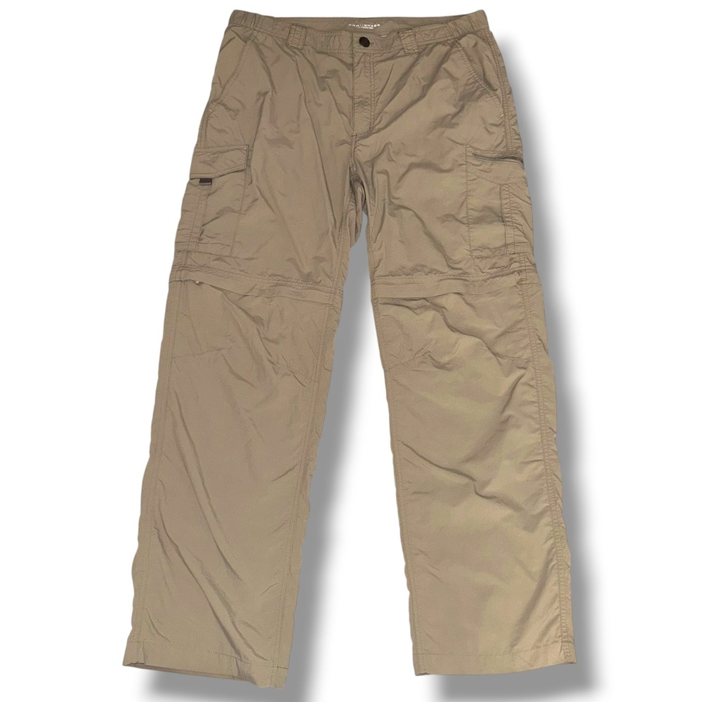 Columbia Convertible Cargo Pants Mens 36x32 Tan Khaki Hiking Omni-Shade Nylon